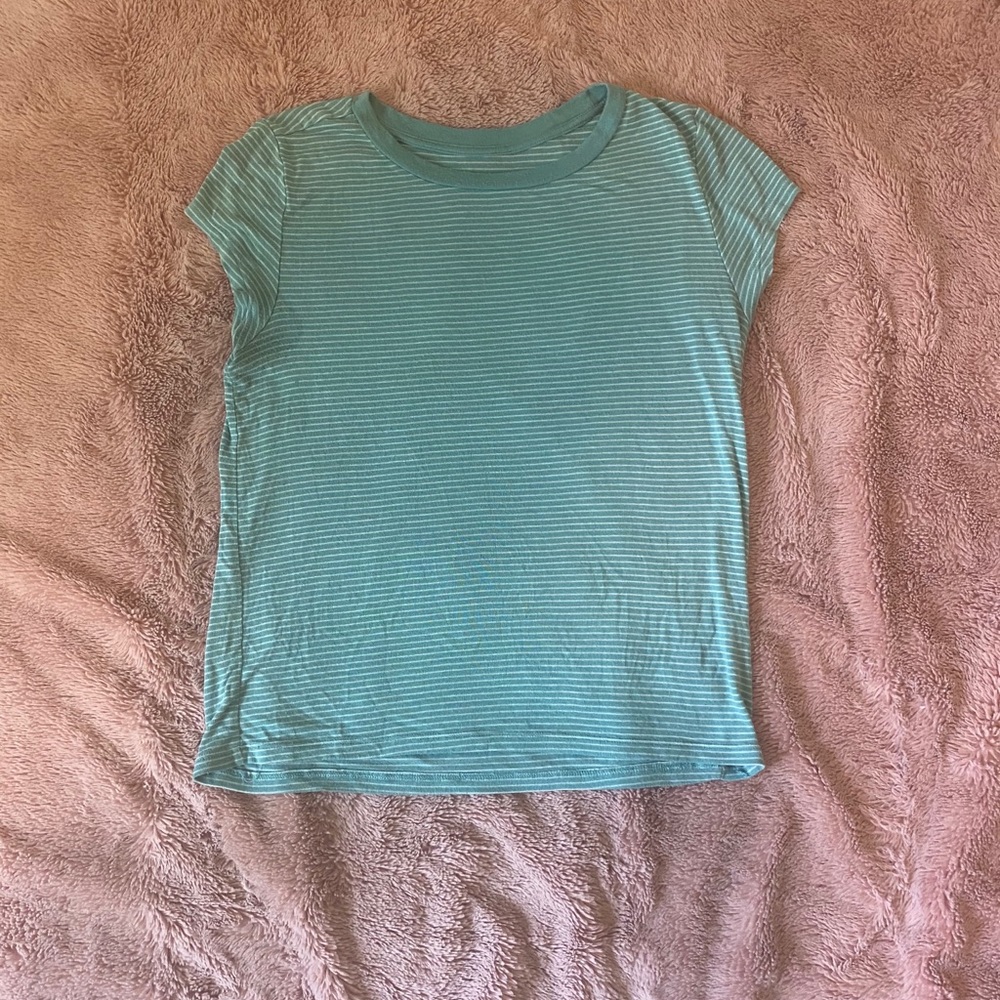 Teal and white T-shirt